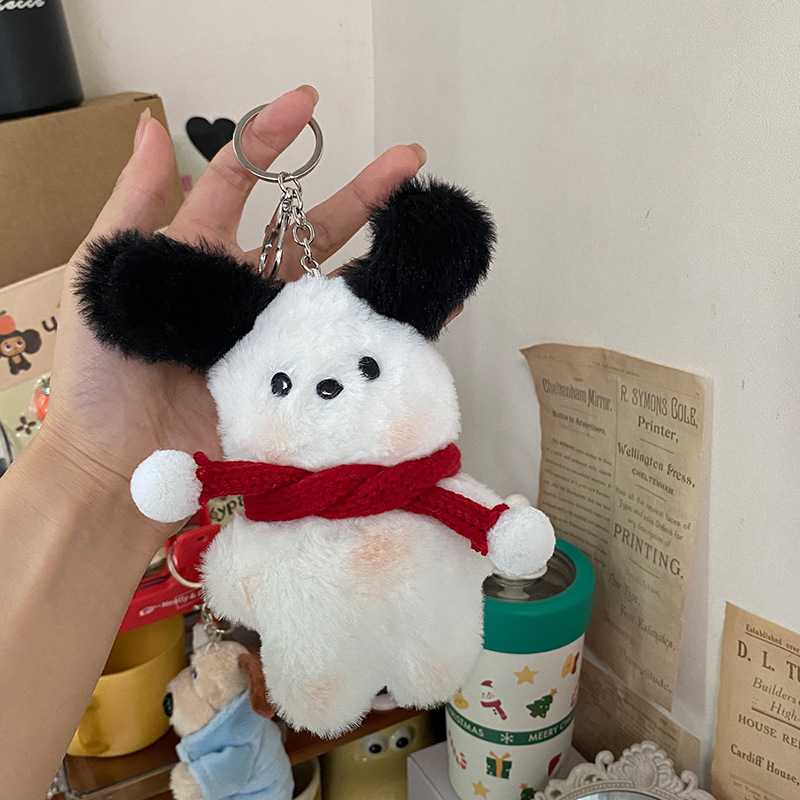 (พร้อมส่ง) พวงกุญแจน้องหมา หูดำ ผ้าพันคอแดง ปรับหูน้องได้ 𝗿𝗲𝗱 𝘀𝗰𝗮𝗿𝗳 𝗽𝘂𝗽𝗽𝘆
