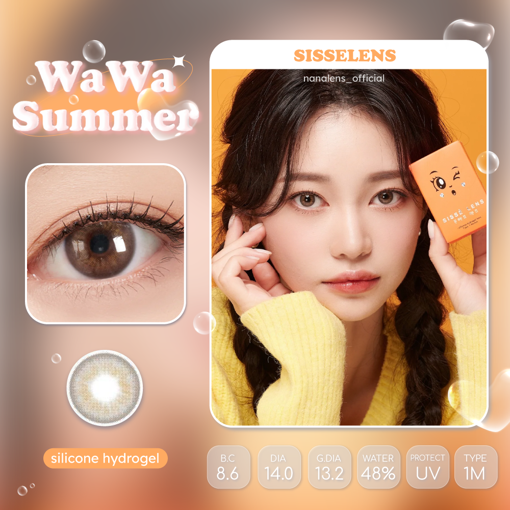 🏖Sisse Lens รุ่น WaWa สี Summer เลนส์รายเดือน ค่าสายตา -5.00 ถึง -10.00
