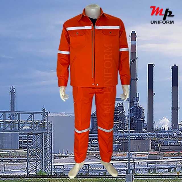 MPU004-01 ชุดยูนิฟอร์มช่างผ้าเวสปอยท์ ซิปซ่อน แถบสะท้อนแสงหลัง แขน อก ขา สีส้ม