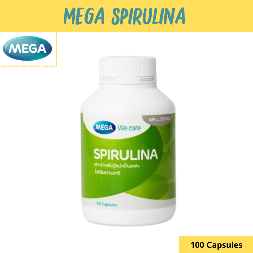 Mega we care Spirulina สาหร่ายสไปรูไลน่า ขนาด 100 แคปซูล