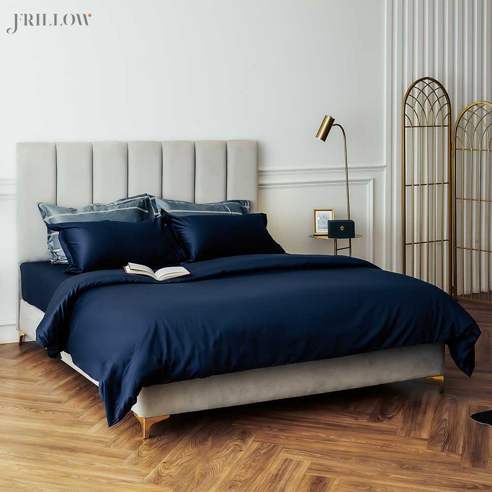 Frillow Prestige Collection ปลอกหมอนหนุน 800TC Smart Cotton Silk สี Navy Blue