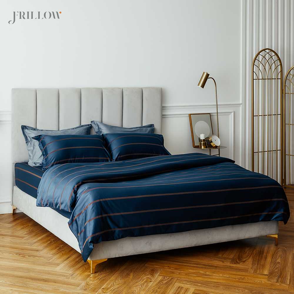 Frillow Prestige Collection ปลอกหมอนหนุน 800TC Smart Cotton Silk สี Midnight Blue