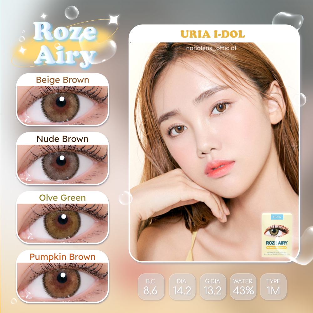 🌻Idollens รุ่น Roze Airy เลนส์รายเดือน ค่าสายตา 0.00 ถึง -5.50