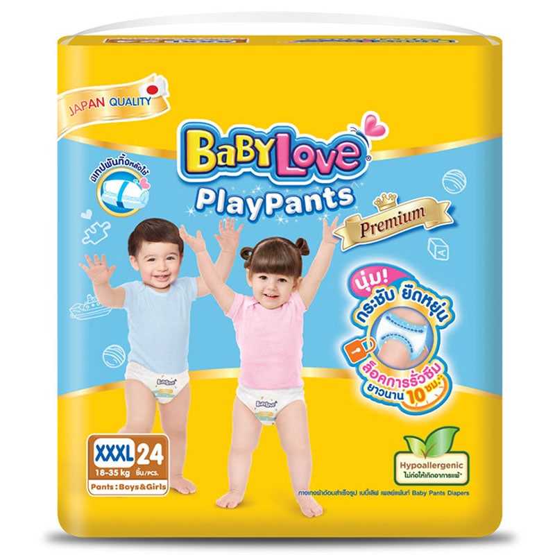 เบบี้เลิฟกางเกงผ้าอ้อมเด็กเพลย์แพ้นท์ขนาด XXXL 24ชิ้น 8850709202432