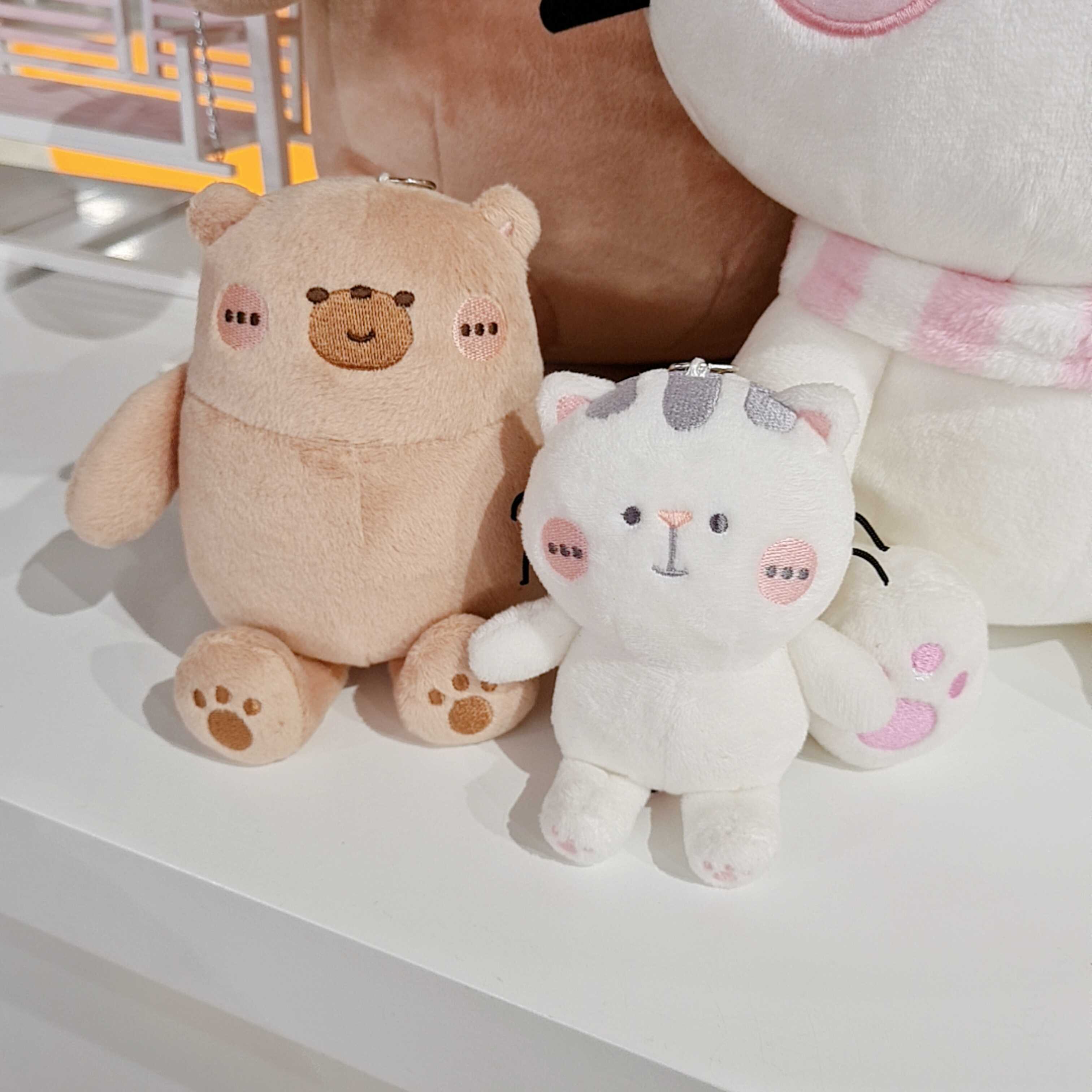 ตุ๊กตาพวงกุญแจคุณหมีกับเจ้าเหมียว (เดี่ยว/เซ็ต) - Mr. Bear and Cutie cat mini plush doll keychain
