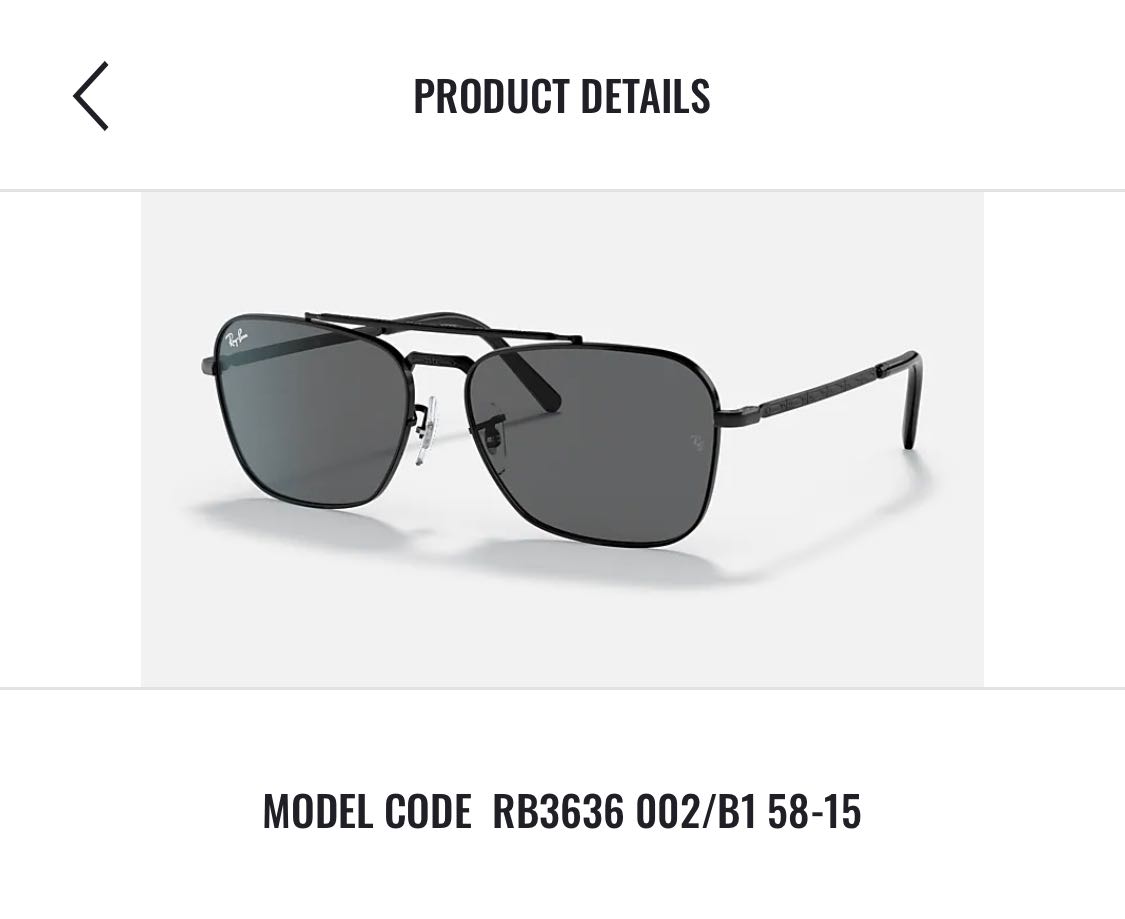 RAYBAN  RB3636 002/B1 NEW CARAVAN  Size 58 (A108)