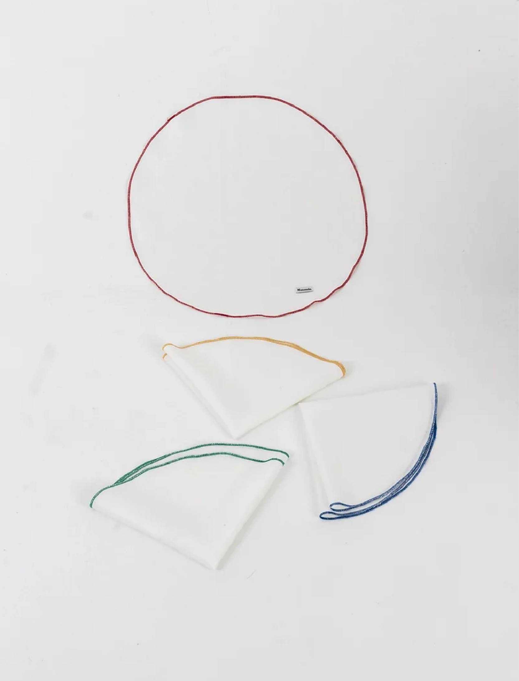 ชุดผ้าเช็ดปากรูปวงกลมแบบมีขอบตกแต่ง Round Napkin Set With Contrasting Edge