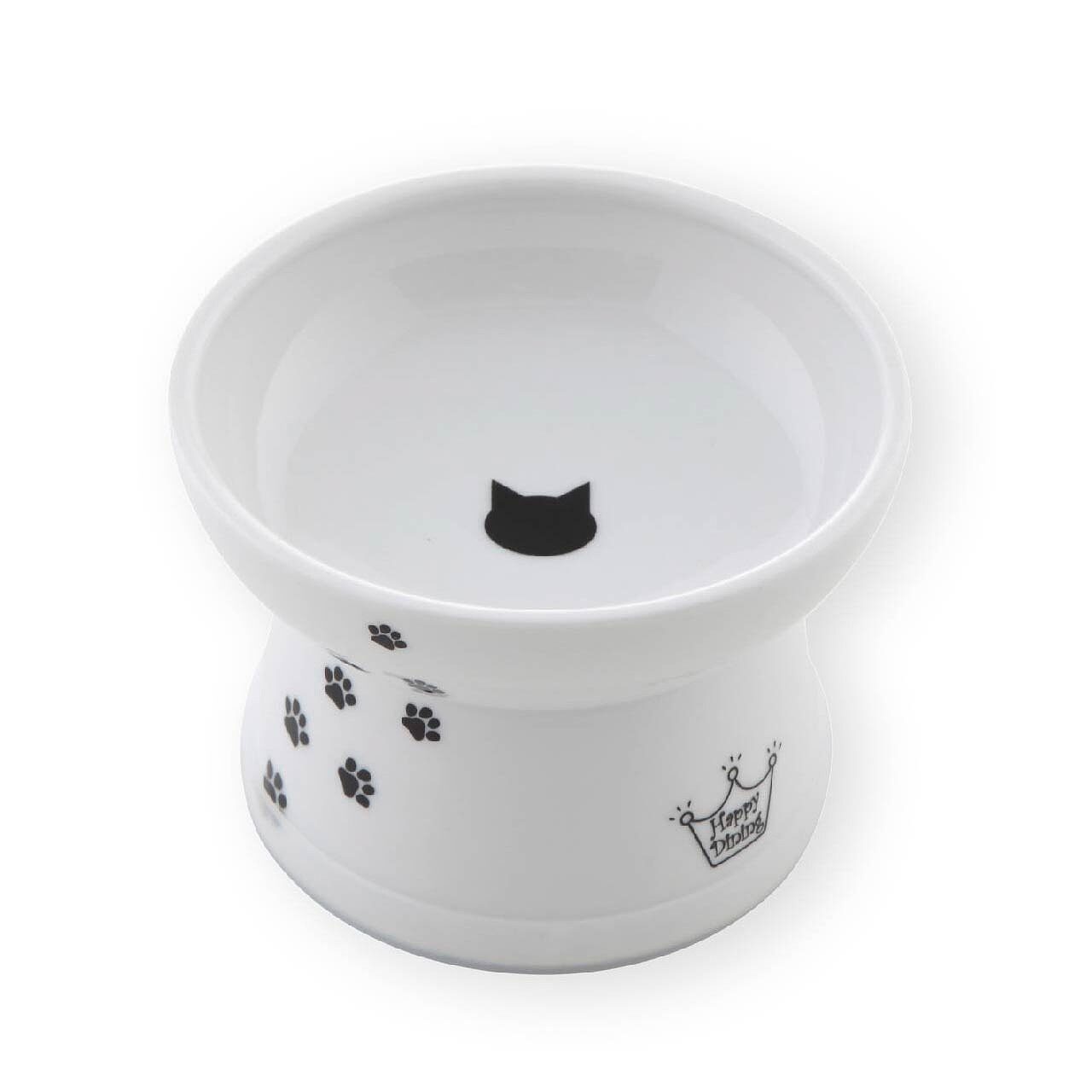 NECOICHI HAPPY DINING CAT FOOD BOWL (RAISED) / ชามเซรามิกสำหรับใส่อาหารแมว ลวดลายน่ารัก ชนิดยกสูง