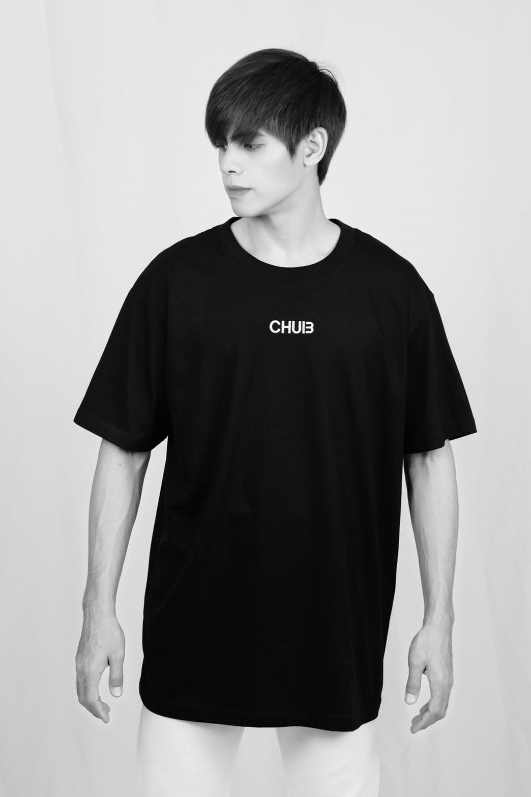 #BW CHUI3 Cotton Crew Neck Oversized Half Sleeve T-Shirt (BLACK)