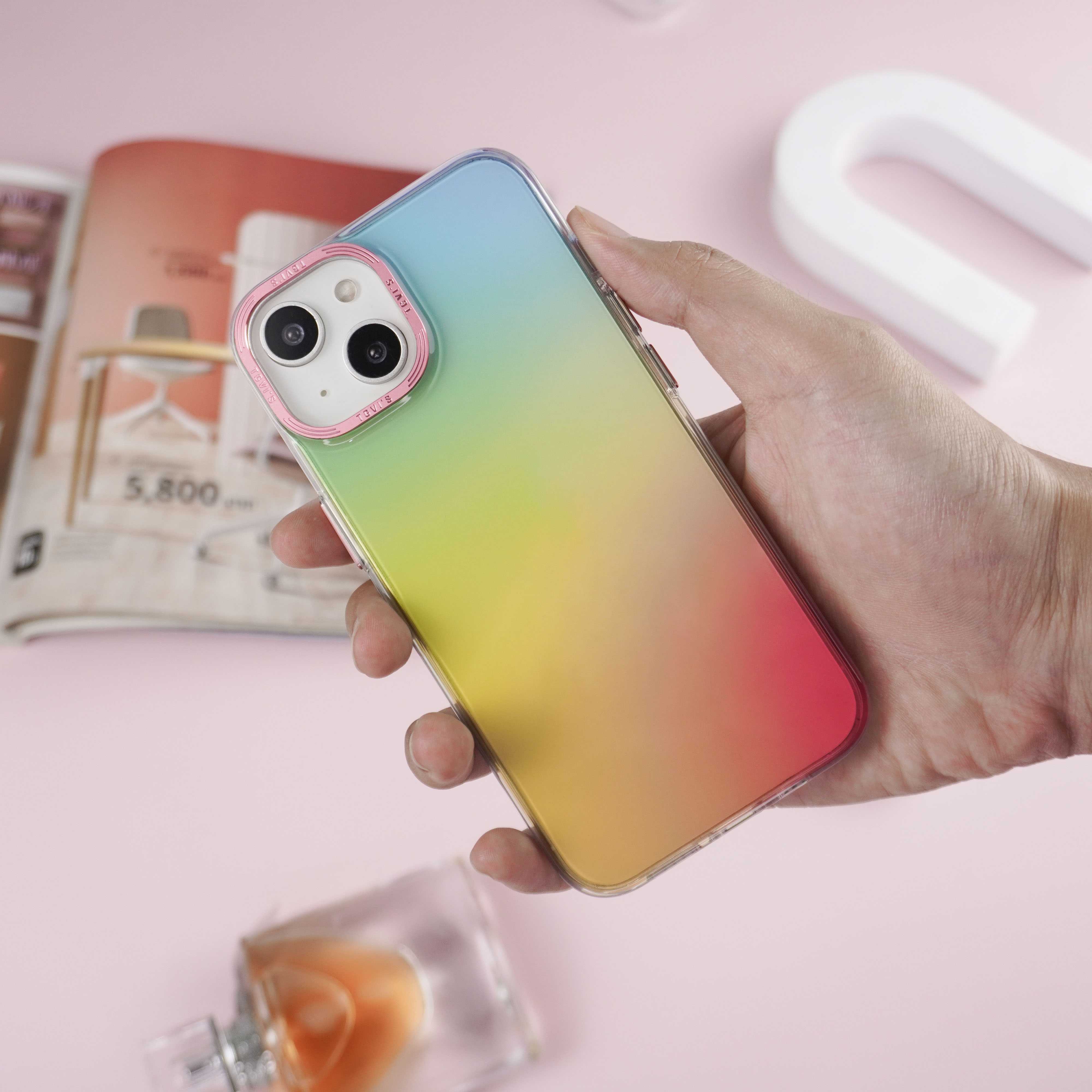 CaseiPhone TGVIS เคสไอโฟน กันกระแทก ขอบTPU หลังแข็ง Rainbow สำหรับ iPhone14/14Pro/14Plus/14ProMax