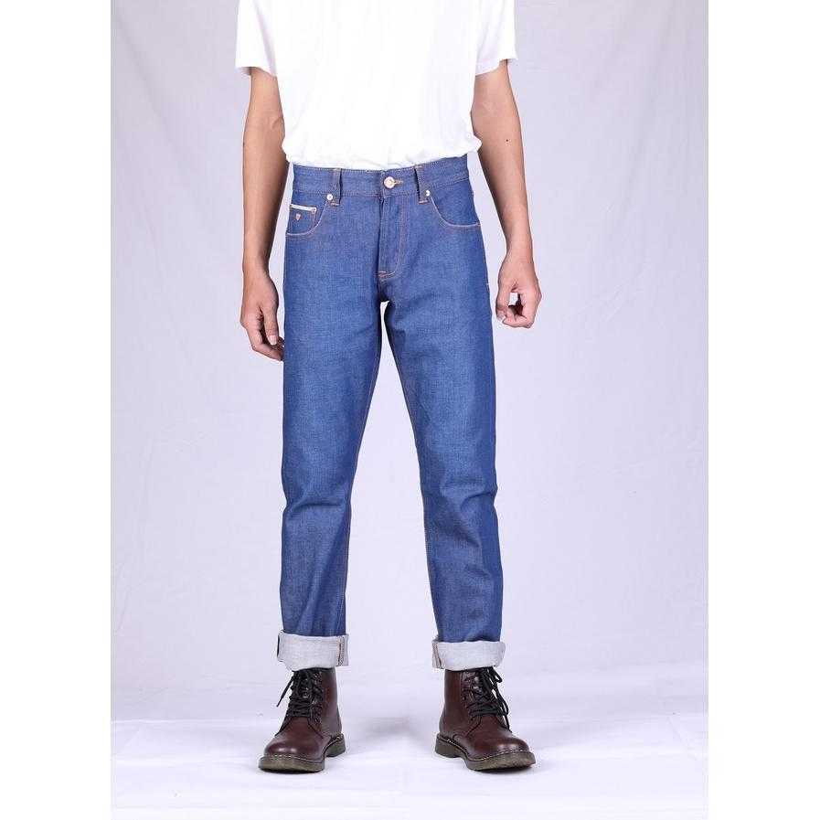 JACK RUSSEL กางเกงยีนส์ผู้ชาย กางเกงยีนส์ผ้าดิบ ทรงกระบอกเล็ก รุ่น J-RIM4 DENIM Slim-Fit TYPE