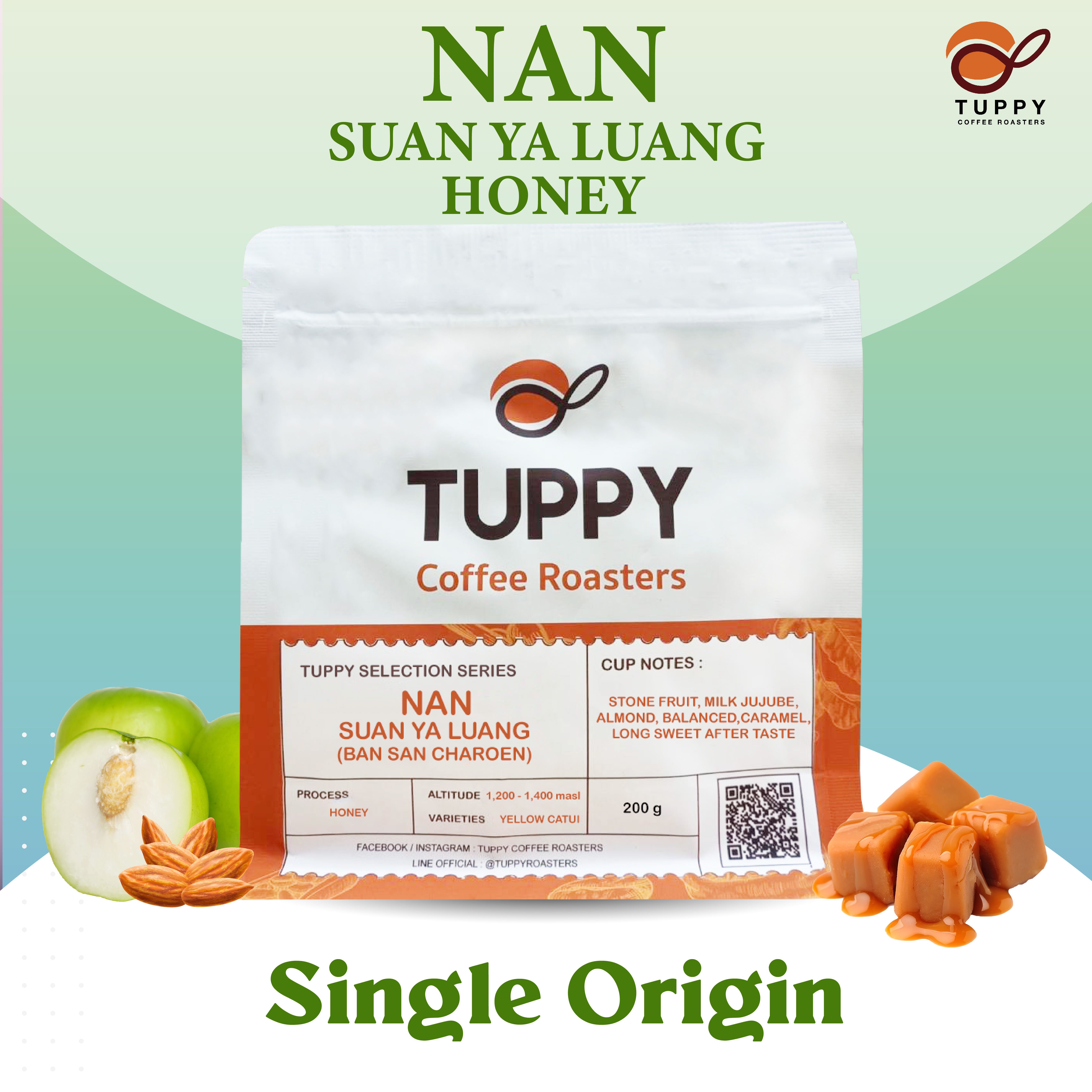 เมล็ดกาแฟคั่ว Nan Suan Ya Luang ( Honey) 200 g