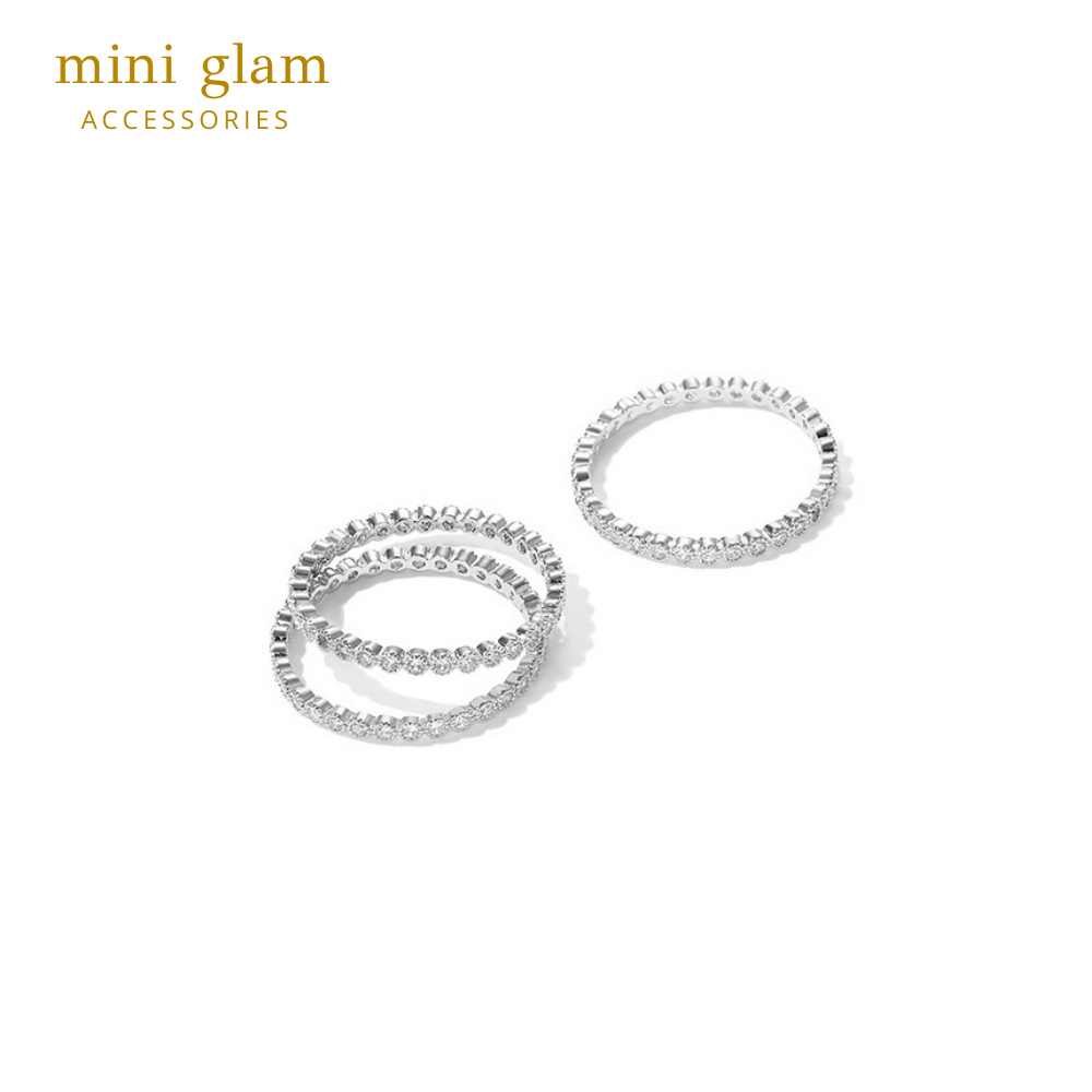 Miniglam Charlotte Zircon Ring Set (Silver)
