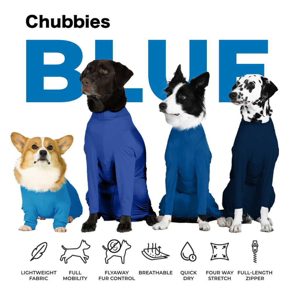 CH4 CHUBBIES Indigo Blues UPF 50+ Onesies ชุดกันขนร่วงสัตวเลี้ยง เสื้อสุนัขในบ้าน ในรถ กันขนร่วงหมา