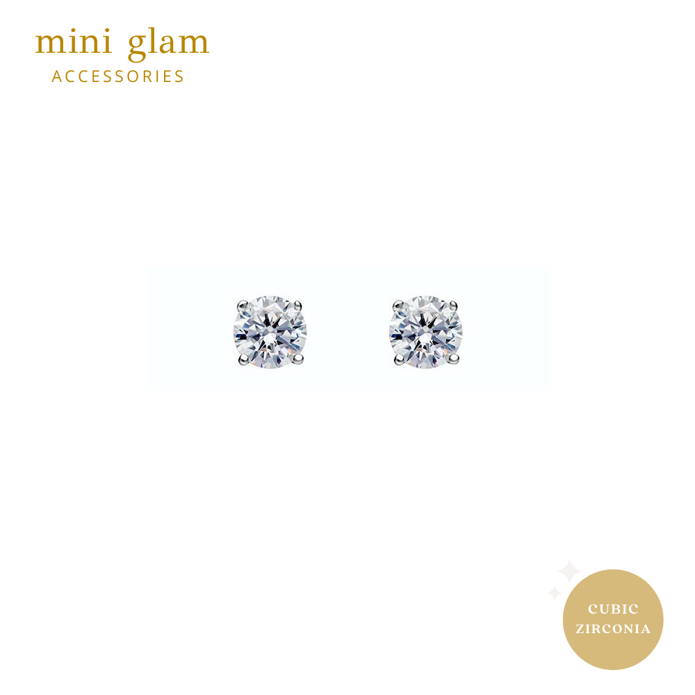 Miniglam Classic Glam CZ Stud Earrings (Silver)