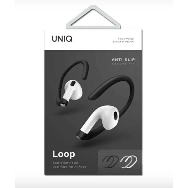 Uniq loop sports ear hooks for Airpods dual dual pack-white/black