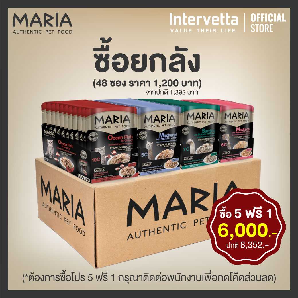 [ยกลัง = 70g x 48 ซอง] Maria อาหารแมว ชนิดเปียก