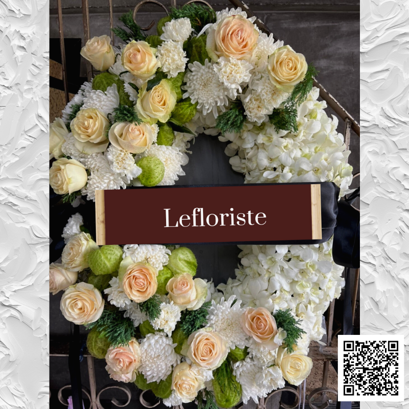 พวงหรีดดอกไม้สด Elegant Tribute 6