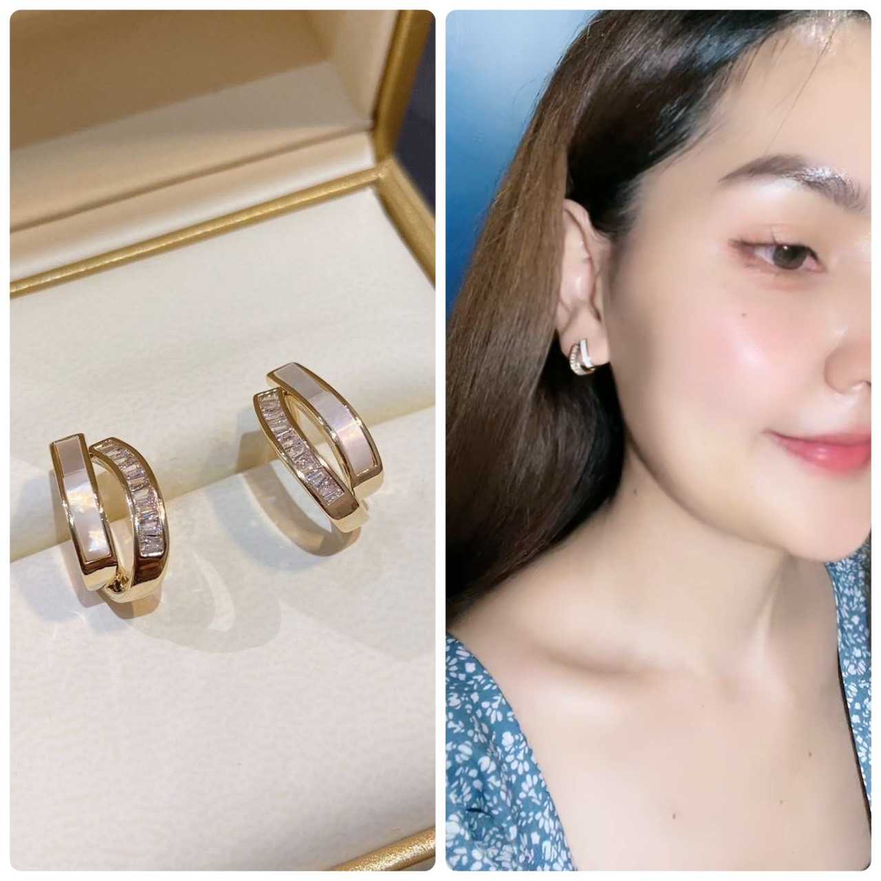 ต่างหูเงินแท้ สเตอร์ลิง 925 รุ่น S10 ต่างหูทับ