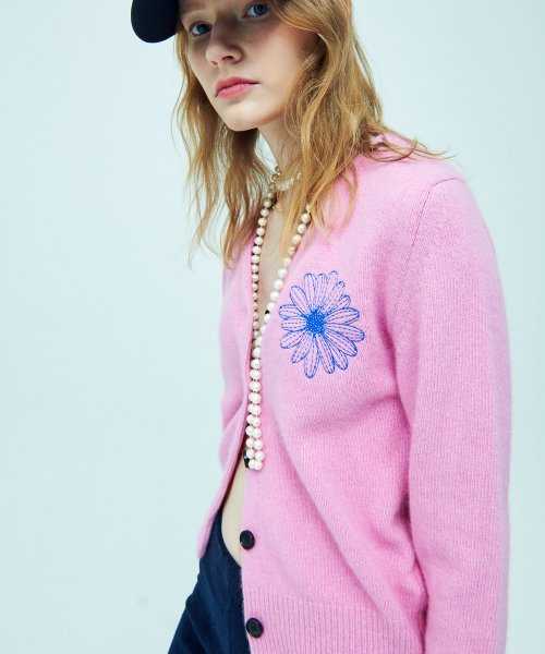 (พร้อมส่ง) Mardi Mercredi RACCOON BLENDED CARDIGAN V NECK_PINK BLUE
