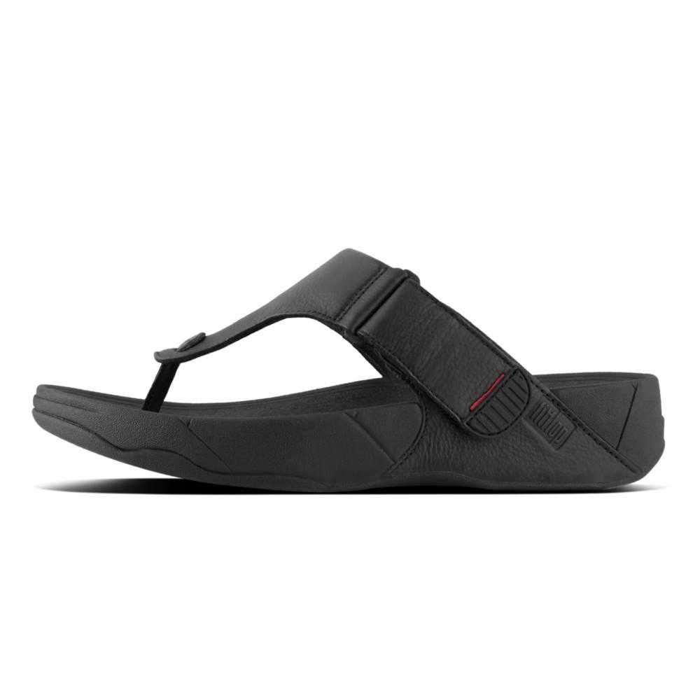 FITFLOP Mens TRAKK II Leather -All Black [M] NEA รองเท้าแตะ ผู้ชาย  ฟิตฟลอป แท้ 279
