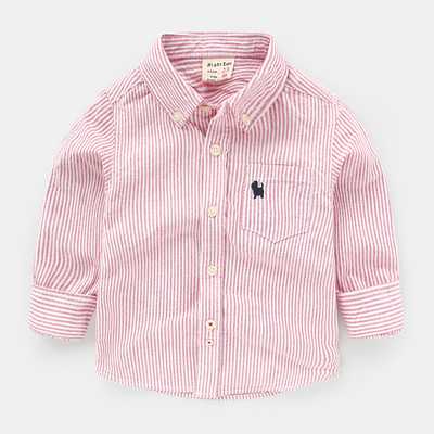 เสื้อเชิ้ต ลายทางสีชมพู