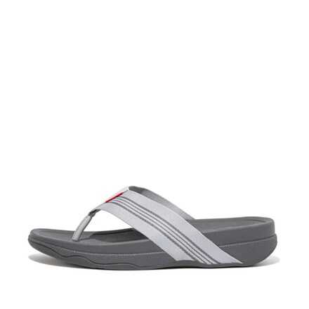 FITFLOP Men's SURFER Stripe Webbing- Soft Grey [M] NEA รองเท้าแตะ ผู้ชาย ฟิตฟลอป  แท้