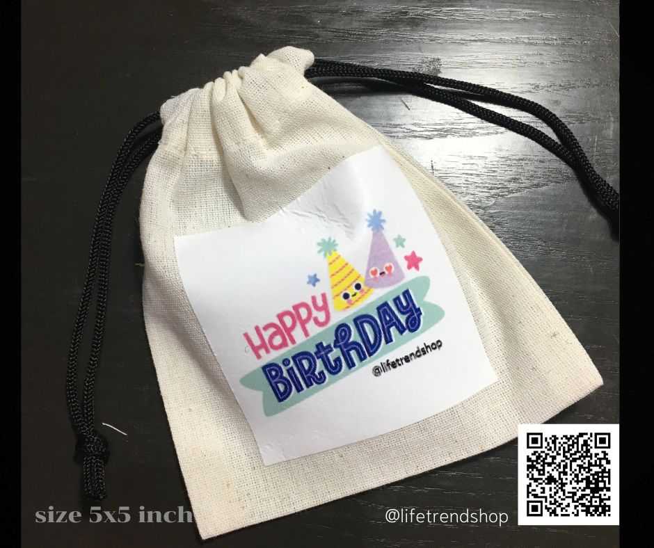 Gift bag HBD ถุงของขวัญน่ารัก แยกเก็บของ เก็บหูฟังไอโฟน กุญแจ ขนาด 5x5inch  หลายดีไซน์