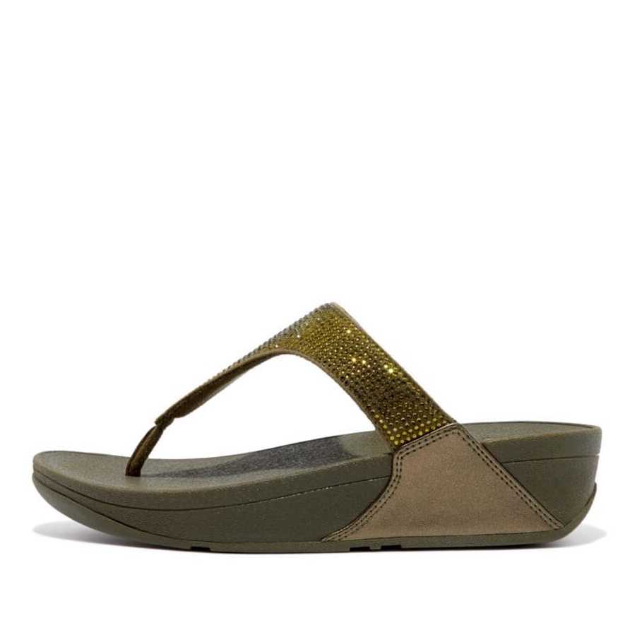 FITFLOP Women's LULU Crystal -Mossy [W] NEA รุ่นฮิต รองเท้าแตะ ฟิตฟลอป ผู้หญิง แท้ EC5