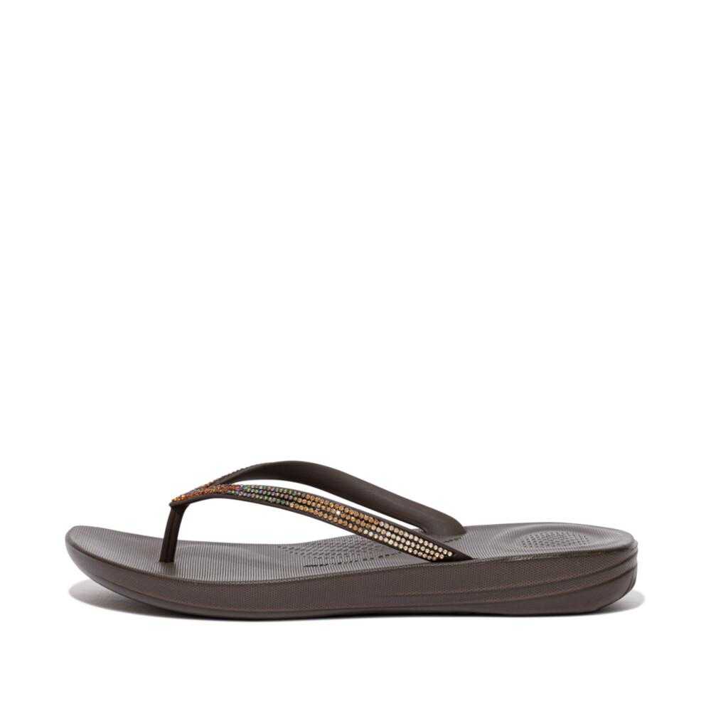 FITFLOP Women's IQUSHION Ombré Sparkle  -Chocolate Brown [W] NEA รองเท้าแตะ ผู้หญิง ฟิตฟลอป  แท้ DG5