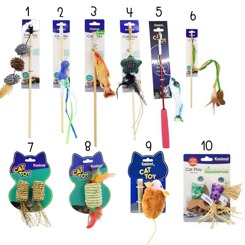 Kanimal Cat Toy ของเล่นแมว ไม้ล่อแมว เชือกยาวพันปลา พร้อมกระดิ่ง สำหรับแมวทุกวัย ขนาด 38x4.5 ซม.