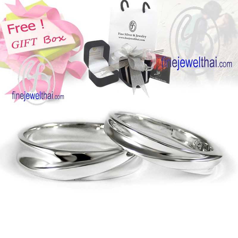 Finejewelthai-แหวนคู่-แหวนเงินแท้925-แหวนหมั้น-แหวนแต่งงาน-Couple-Silver-Ring-Gift_set40