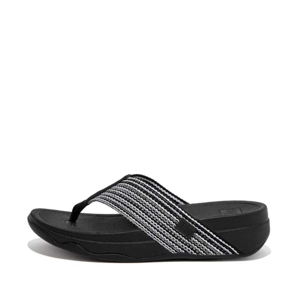 FITFLOP Women's SURFA Toe-Post Sandals -All Black [W] NEA รองเท้าแตะ ผู้หญิง ฟิตฟลอป  แท้ E84
