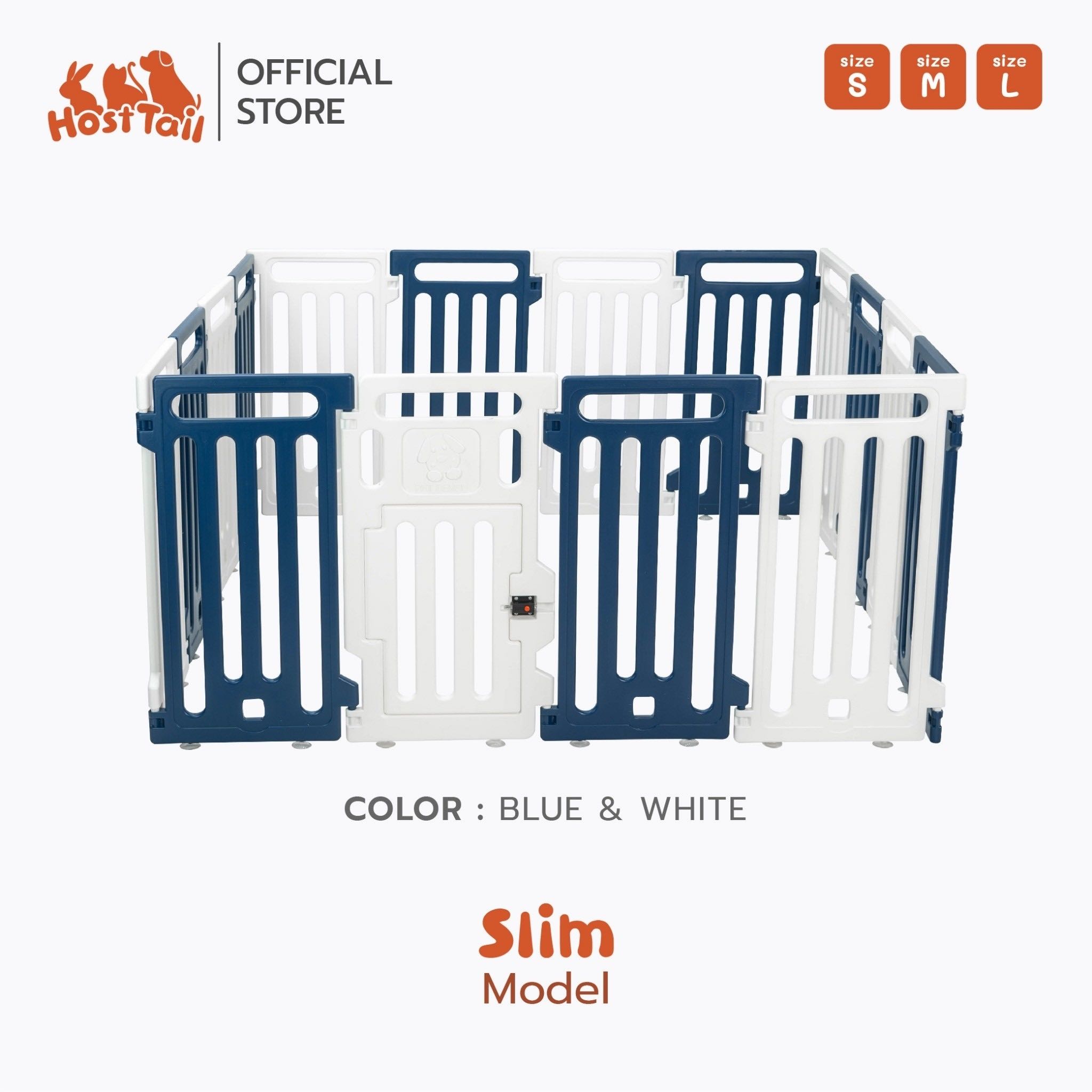 คอกสุนัข รุ่นสลิม  S/M/L น้ำเงิน ขาว/ Pet Fence (S/M/L) Blue white