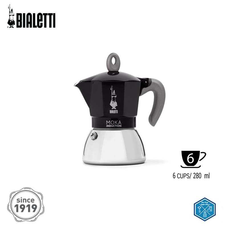 Bialetti หม้อต้มกาแฟ Moka Pot รุ่นโมคาอินดักชั่น สีดำ ขนาด 6 ถ้วย