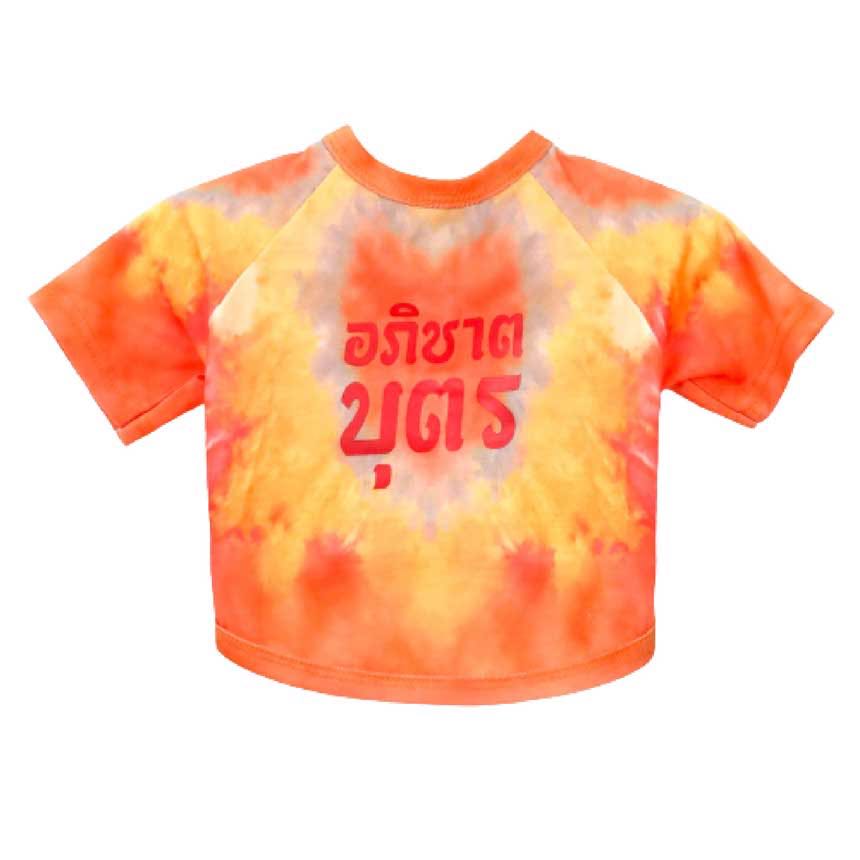 เสื้อคู่สัตว์เลี้ยงผ้ามัดย้อม - อภิชาตบุตร  S/M/L/XL/2XL/3XL สีส้ม / Tie-dyed pet couple shirt