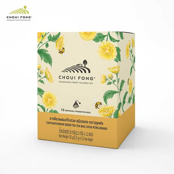 ชาเขียวผสมเก๊กฮวย ชนิดกล่อง 30 กรัม (2.5gx12 ซองจุ่ม) Chrysanthemum Green Tea (Tea Box) 30 g