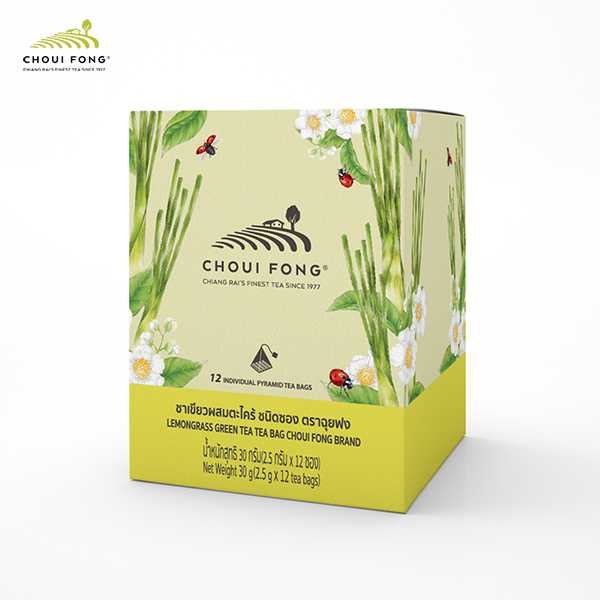 ชาเขียวผสมตะไคร้ ชนิดกล่อง 30 กรัม (2.5gx12 ซองจุ่ม) Lemongrass Green Tea (Tea Box) 30 g