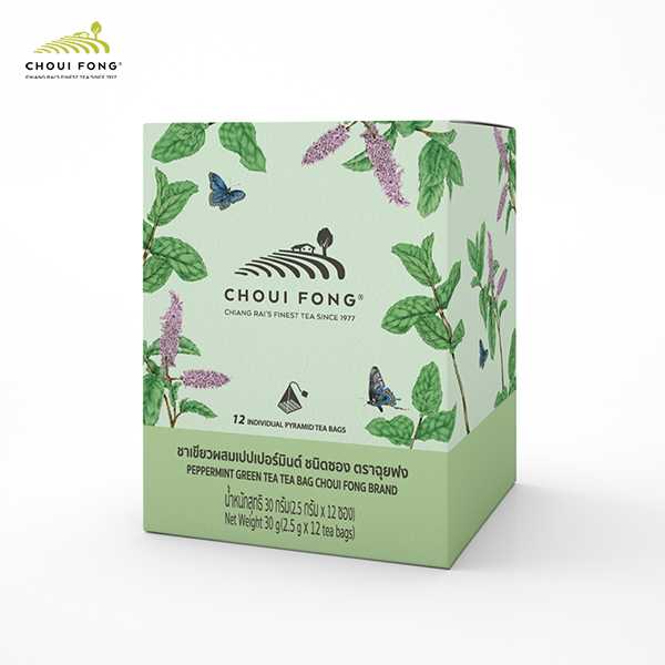 ชาเขียวผสมเปปเปอร์มินต์ ชนิดกล่อง 30 กรัม (2.5gx12 ซองจุ่ม) Peppermint Green Tea (Tea Box) 30 g