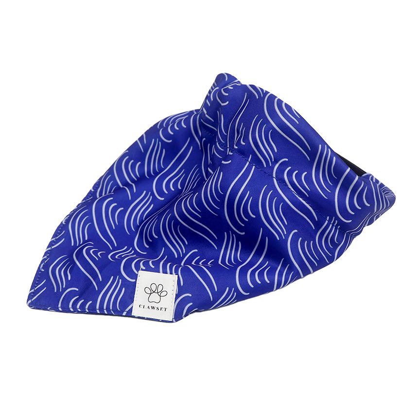 ผ้าพันคอสัตว์เลี้ยงลายคลื่นญี่ปุ่น  S/M/L สีน้ำเงิน  / Pet scarf ( S/M/L ) Brue