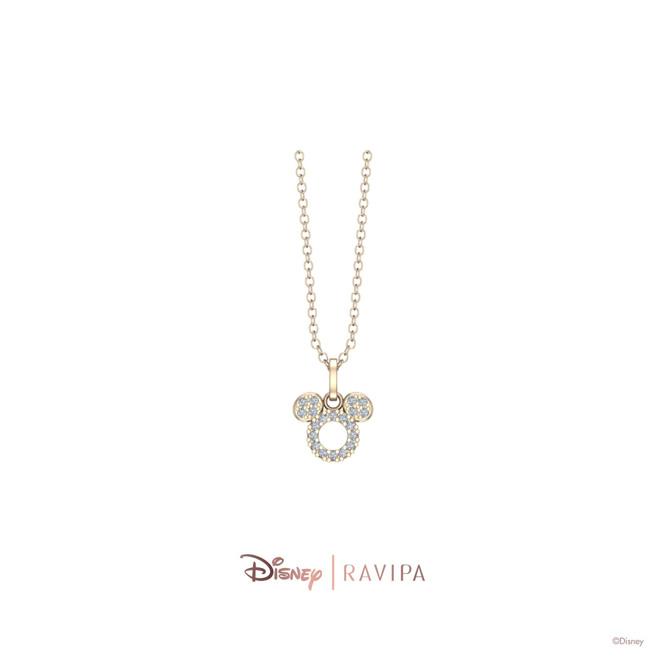 Gold Mickey Mouse Diamond Necklace