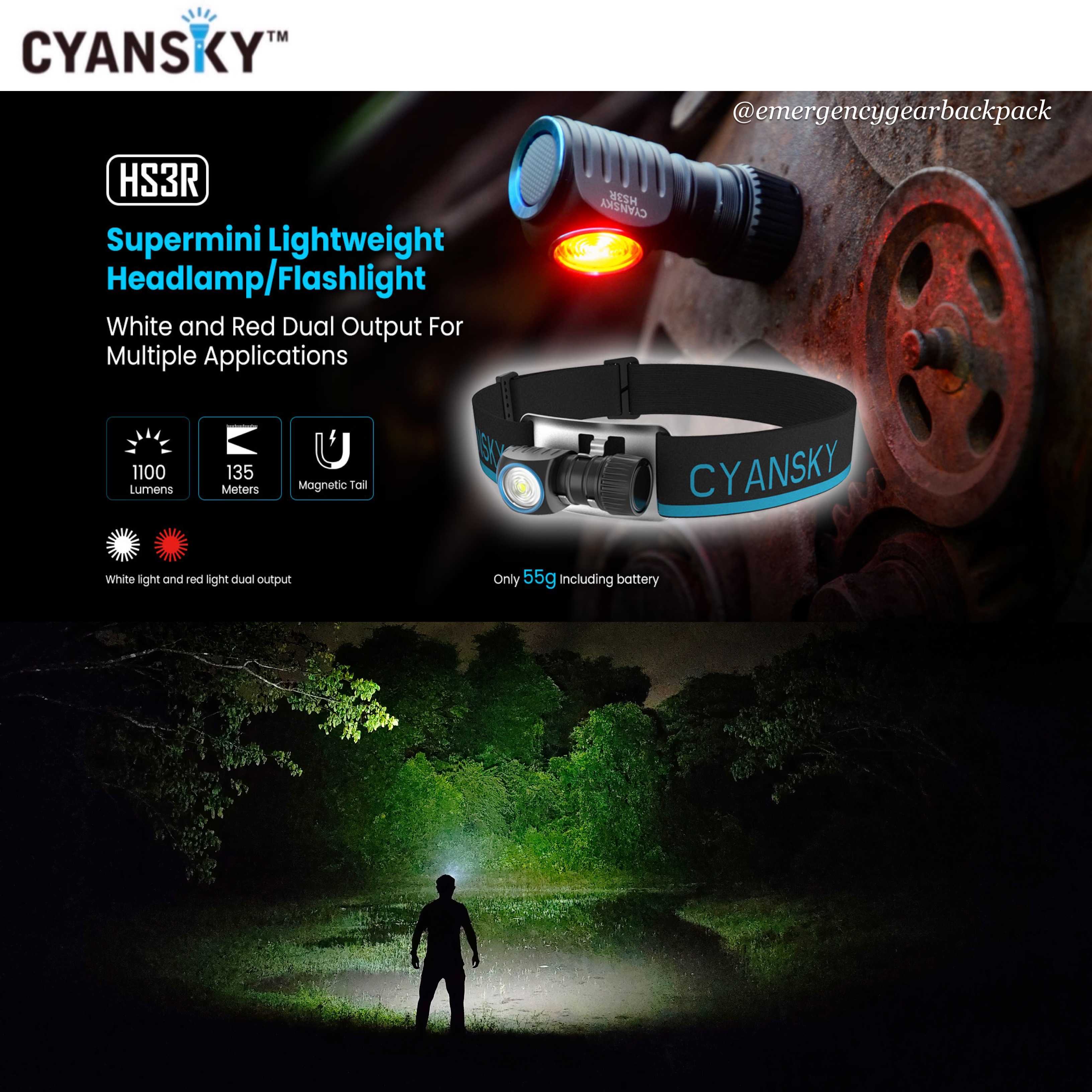 ไฟฉายคาดหัว Cyansky HS3R Multifunction Headlamp 1100 Lumens 135M