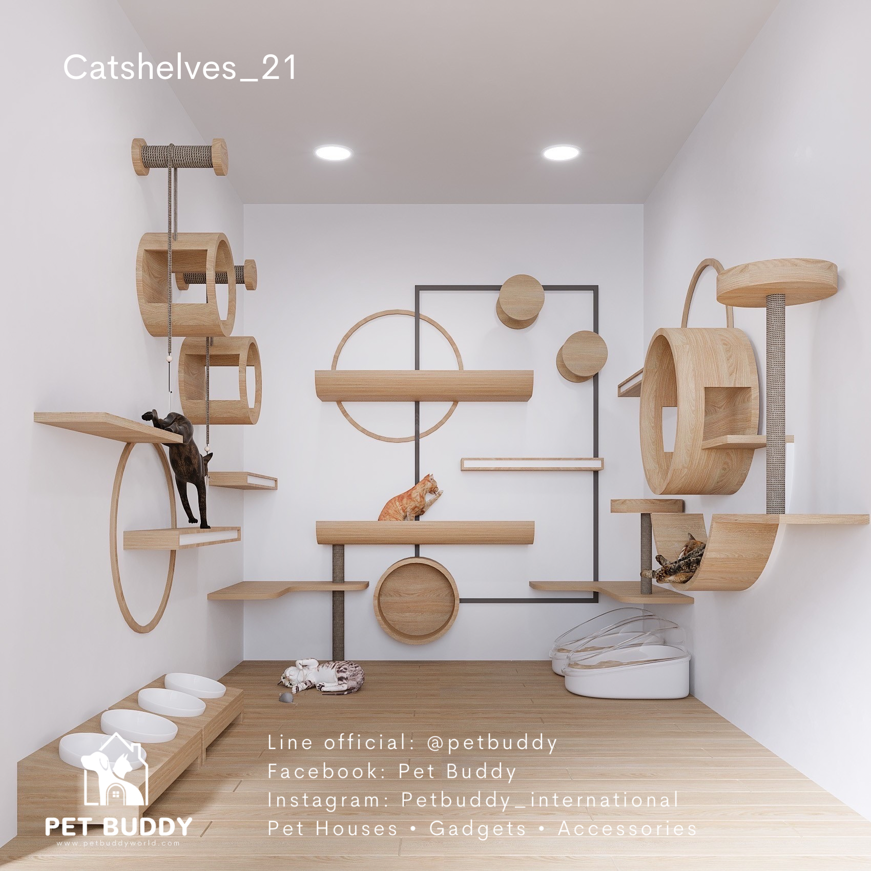 Catshelves_21 ชั้นแมวติดผนัง (แบบชุด)