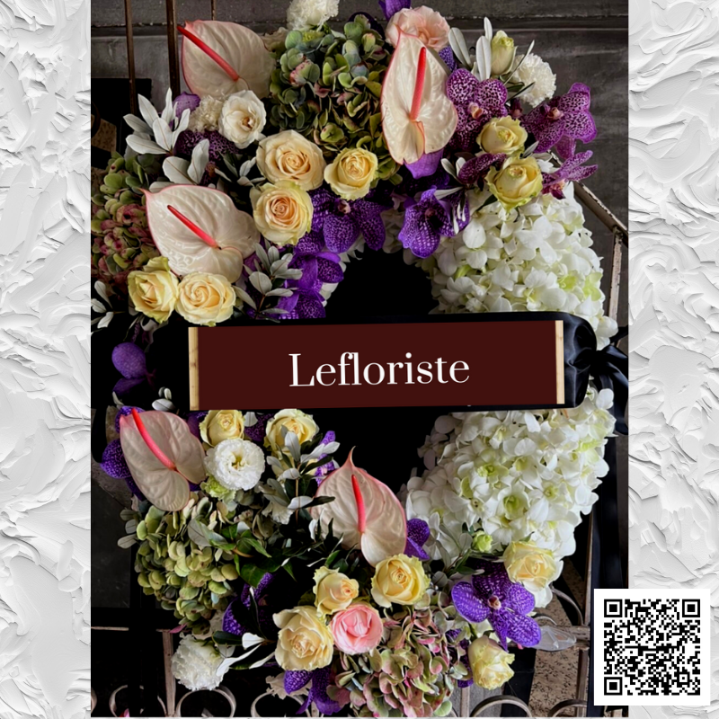พวงหรีดดอกไม้สด Elegant Tribute 14