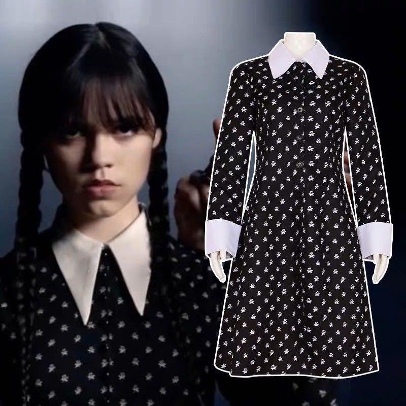 🎃ชุด Wednesday The Addams family ชุดคอสเพลย์ ชุดเดรสเวดนส์เดย์ ครอบครัวอาดัมส์ อาดัมส์แฟมิลี่🦇