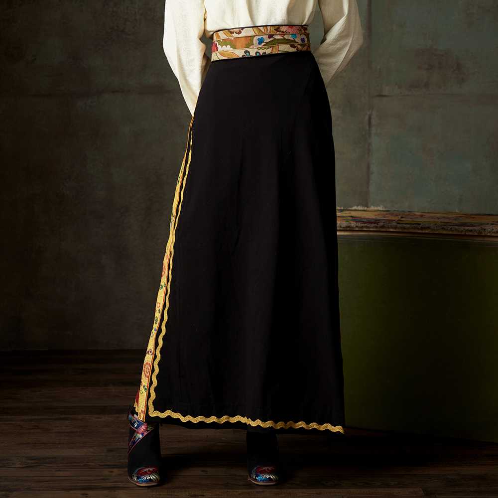 Deer Dream black skirt wrapped skirt Tibetan Tibetan clothing retro skirt