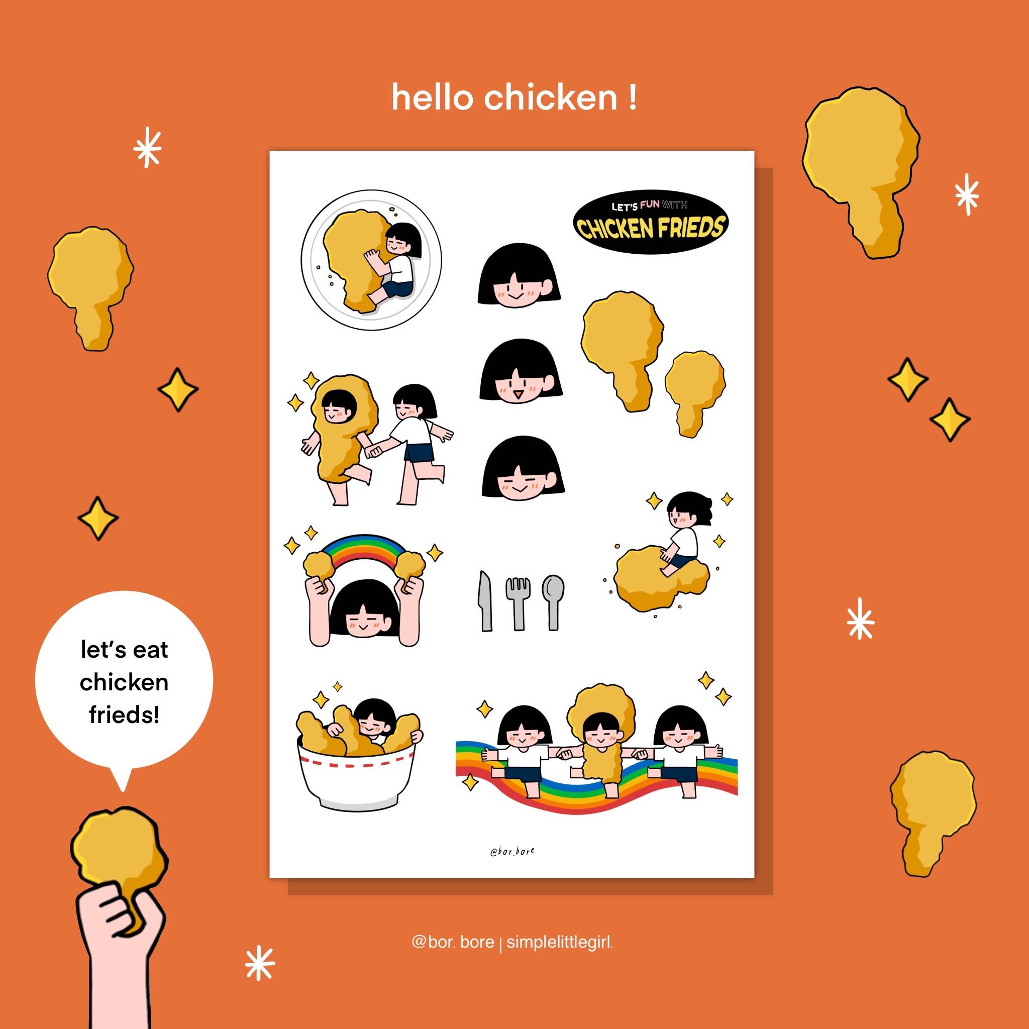 [Sticker] simplelittlegirl - let’s fun with chicken frieds!