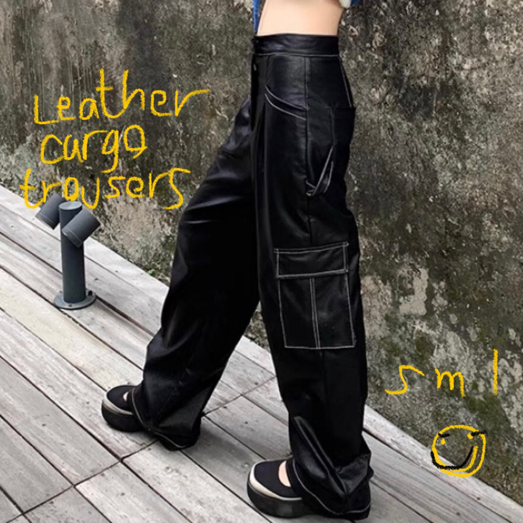 (PRE ORDER) LEATHER CARGO TROUSERS