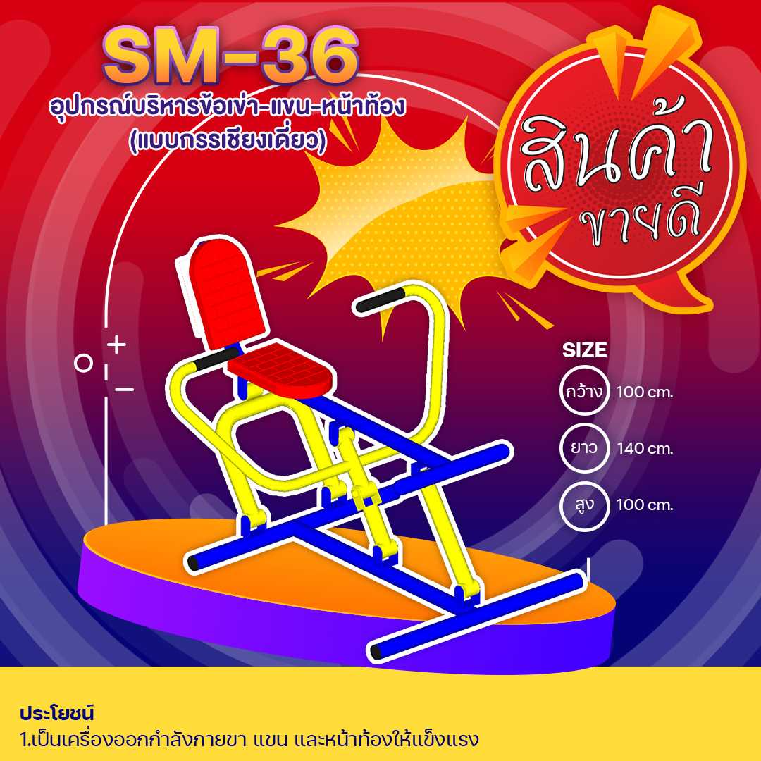 🟢SM-36 👀 อุปกรณ์บริหารข้อเข่า-แขน-หน้าท้อง (แบบกรรเชียงเดี่ยว )👀🟢🔹🌈สั่งทำ 7-15 วัน🚚