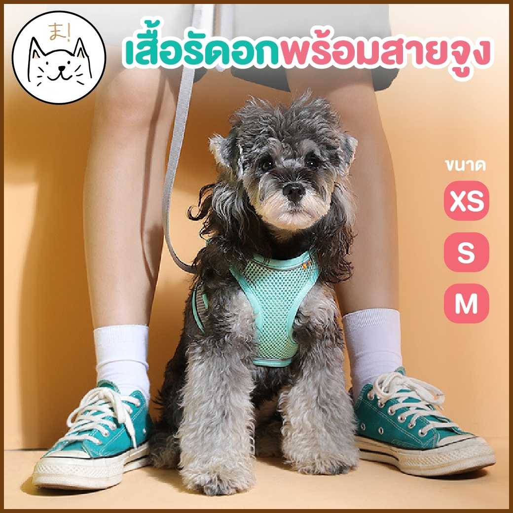 KUMAま เสื้อรัดอก พร้อมสายจูง มีแถบสะท้อนแสง